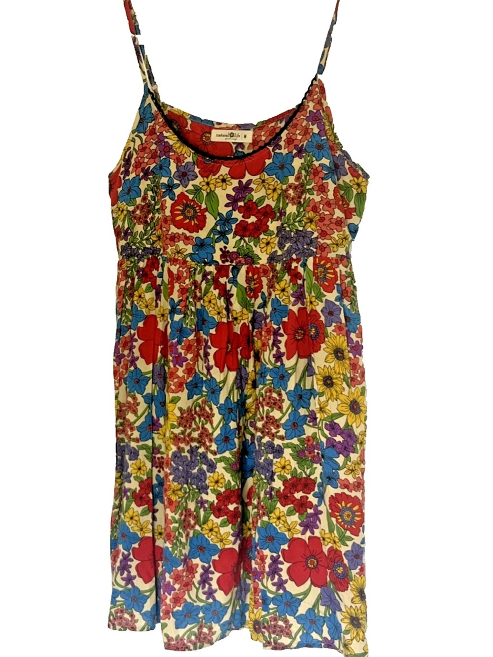 NATURAL LIFE Dress Calico Floral Gigi Babydoll Strappy Women's Sz Medium NWOT
